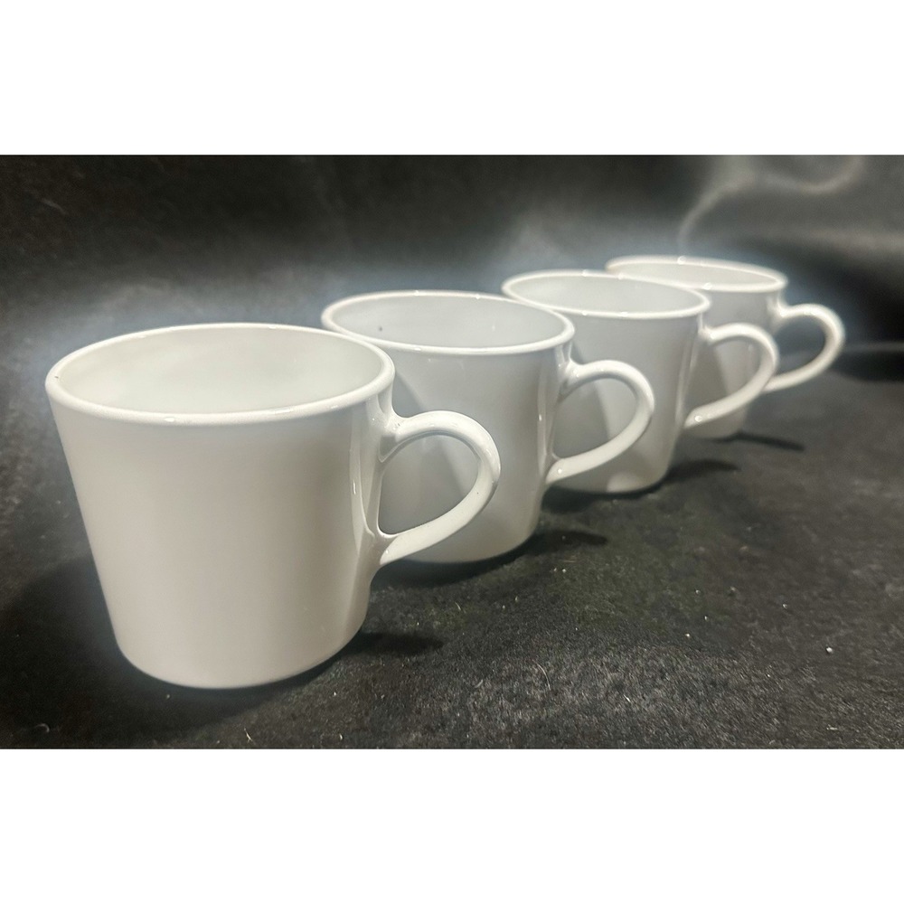 Lot Of 4 Corning Pyroceram Brand Centura Tableware White Coffee Cups